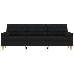Canapé 3 places avec oreillers décoratifs noir 210 cm tissu 633496633496