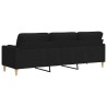 Canapé 3 places avec oreillers décoratifs noir 210 cm tissu 633496633496