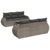 Salon de jardin avec coussins 7 pcs gris résine tressée 633501633501