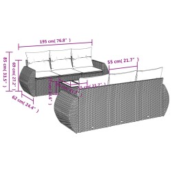 Salon de jardin avec coussins 7 pcs gris résine tressée 633501633501