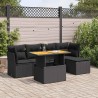 Salon de jardin 6 pcs avec coussins noir résine tressée 633521633521
