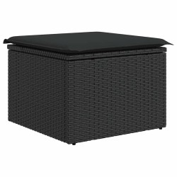 Salon de jardin 6 pcs avec coussins noir résine tressée 633521633521