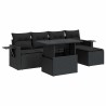 Salon de jardin 6 pcs avec coussins noir résine tressée 633522633522