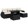 Salon de jardin 6 pcs avec coussins noir résine tressée 633523633523
