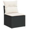 Salon de jardin 6 pcs avec coussins noir résine tressée 633523633523