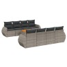 Salon de jardin 9 pcs avec coussins gris résine tressée 633524633524