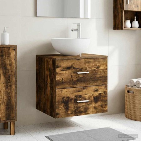 Vanité de lavabo mural Chêne fumé 49,5 x 41 x 64,5 cm 633525633525