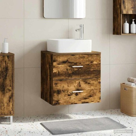 Vanité de lavabo mural Chêne fumé 49,5 x 41 x 63 cm 633526633526
