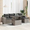 Salon de jardin 6 pcs avec coussins gris résine tressée 633531633531