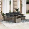 Salon de jardin 6 pcs avec coussins gris résine tressée 633537633537