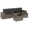 Salon de jardin 6 pcs avec coussins gris résine tressée 633537633537