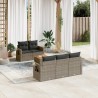 Salon de jardin 6 pcs avec coussins gris résine tressée 633541633541
