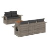 Salon de jardin 6 pcs avec coussins gris résine tressée 633541633541