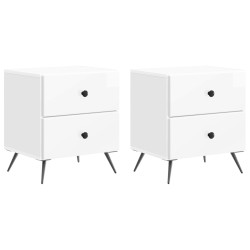 Cabinet de chevet 2 pcs Blanc brillant 43 x 34,5 x 47,5 cm 633550633550