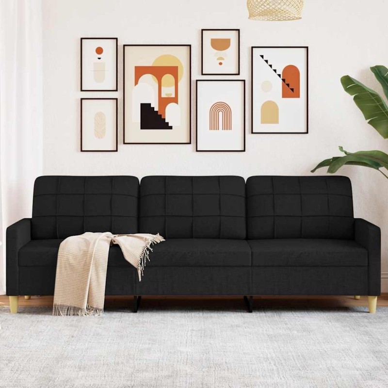 Canapé à 3 places Noir 210 cm Tissu 633553633553
