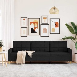 Canapé à 3 places Noir 210 cm Tissu 633553633553