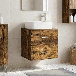 Vanité de lavabo mural Chêne fumé 53 x 34,5 x 63 cm 633560633560