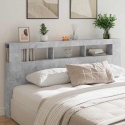 Tête de lit à LED gris béton 200x18,5x103,5cm bois d'ingénierie 633577633577