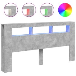 Tête de lit à LED gris béton 200x18,5x103,5cm bois d'ingénierie 633577633577