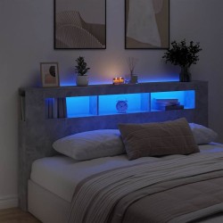 Tête de lit à LED gris béton 200x18,5x103,5cm bois d'ingénierie 633577633577