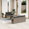 Salon de jardin 6 pcs avec coussins gris résine tressée 633578633578