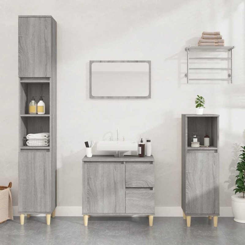 Armoire de bain sonoma gris 65x33x60 cm bois d'ingénierie 633591633591