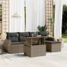 Salon de jardin 6 pcs avec coussins gris résine tressée 633594633594