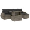 Salon de jardin 6 pcs avec coussins gris résine tressée 633594633594