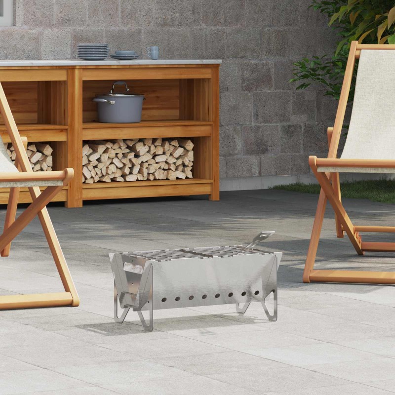 Foyer de camping 42 x 22 x 18 cm Acier inoxydable Argenté 633600633600