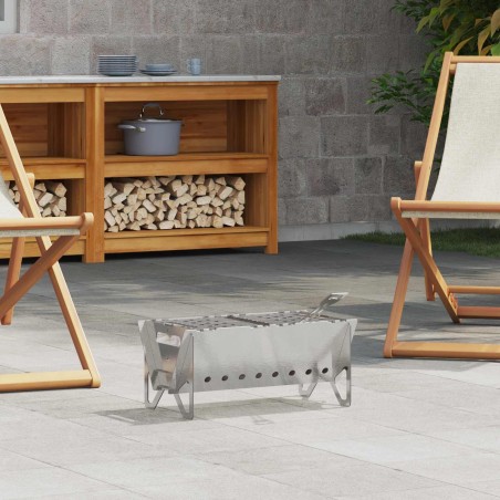 Foyer de camping 42 x 22 x 18 cm Acier inoxydable Argenté 633600633600