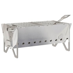 Foyer de camping 42 x 22 x 18 cm Acier inoxydable Argenté 633600633600