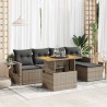 Salon de jardin 6 pcs avec coussins gris résine tressée 633607633607