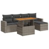 Salon de jardin 6 pcs avec coussins gris résine tressée 633608633608