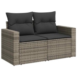 Salon de jardin 6 pcs avec coussins gris résine tressée 633608633608