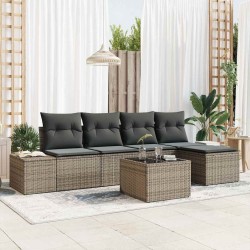 Ensemble de canapé de jardin 5 pcs Gris clair polyrotin 633617633617