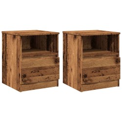 Table de chevet 2 pcs vieux bois 40x40x50 cm bois d’ingénierie 633621633621