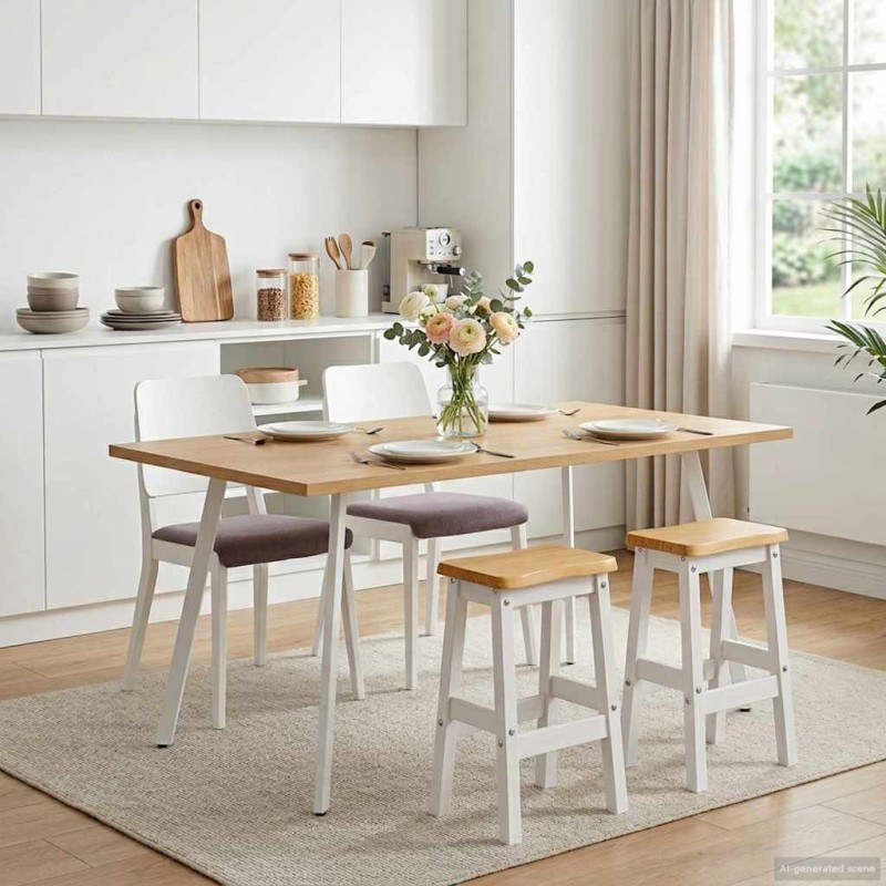 Tabouret de bar haut EKAI 2 pcs Blanc 40 x 29 x 63 cm 633641633641