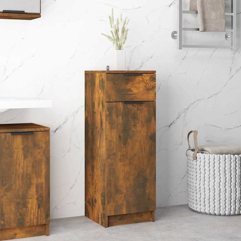 Armoire de bain Chêne fumé 32x34x90 cm Bois d'ingénierie 633643633643