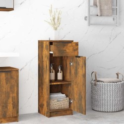Armoire de bain Chêne fumé 32x34x90 cm Bois d'ingénierie 633643633643