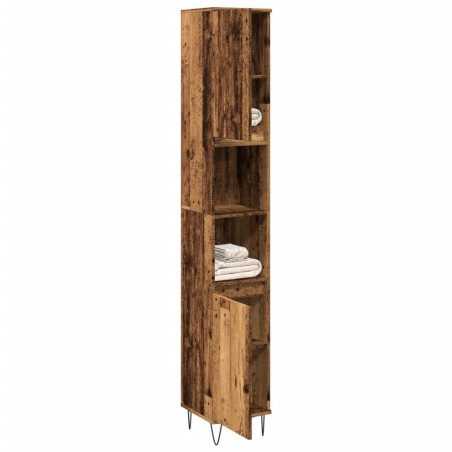 Armoire de salle de bain vieux bois 30x30x190cm bois ingénierie 633650633650