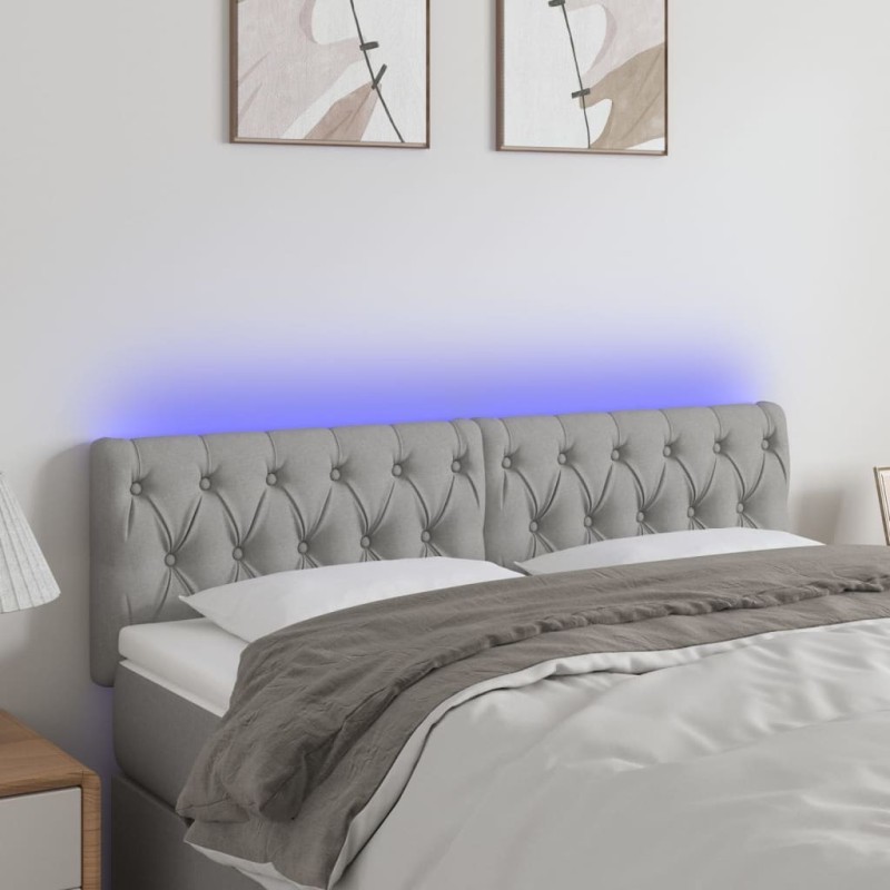 Tête de lit à LED Gris clair 160x7x78/88 cm Tissu 633659633659