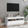 Meuble TV avec lumières LED blanc brillant 100x35x40 cm 633678633678