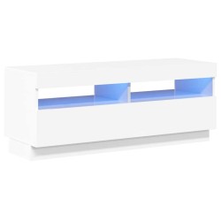 Meuble TV avec lumières LED blanc brillant 100x35x40 cm 633678633678
