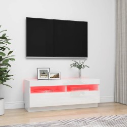 Meuble TV avec lumières LED blanc brillant 100x35x40 cm 633678633678