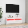 Meuble TV avec lumières LED blanc brillant 100x35x40 cm 633678633678