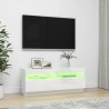 Meuble TV avec lumières LED blanc brillant 100x35x40 cm 633678633678