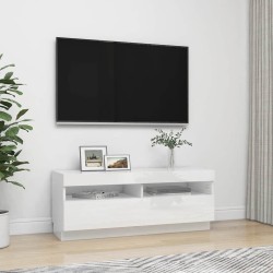 Meuble TV avec lumières LED blanc brillant 100x35x40 cm 633678633678
