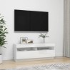 Meuble TV avec lumières LED blanc brillant 100x35x40 cm 633678633678