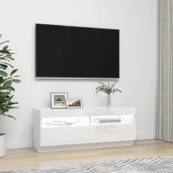 Meuble TV avec lumières LED blanc brillant 100x35x40 cm 633678633678