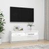 Meuble TV avec lumières LED blanc brillant 100x35x40 cm 633678633678